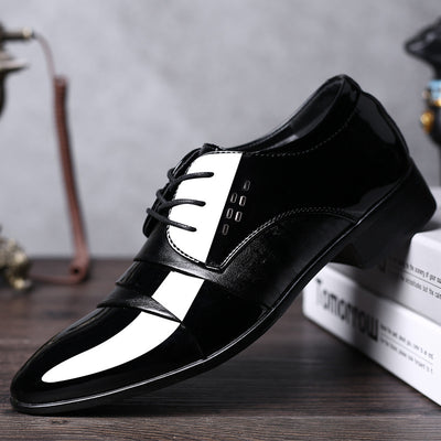 New men's leather dress shoes - korean style business formal shoes, plus size pointed toe casual shoes - dropshipping available