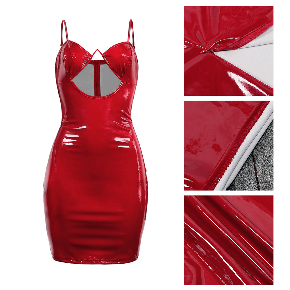 Spot! K8668 sexy European and American V-neck suspender zipper chest wrap hip skirt nightclub skirt