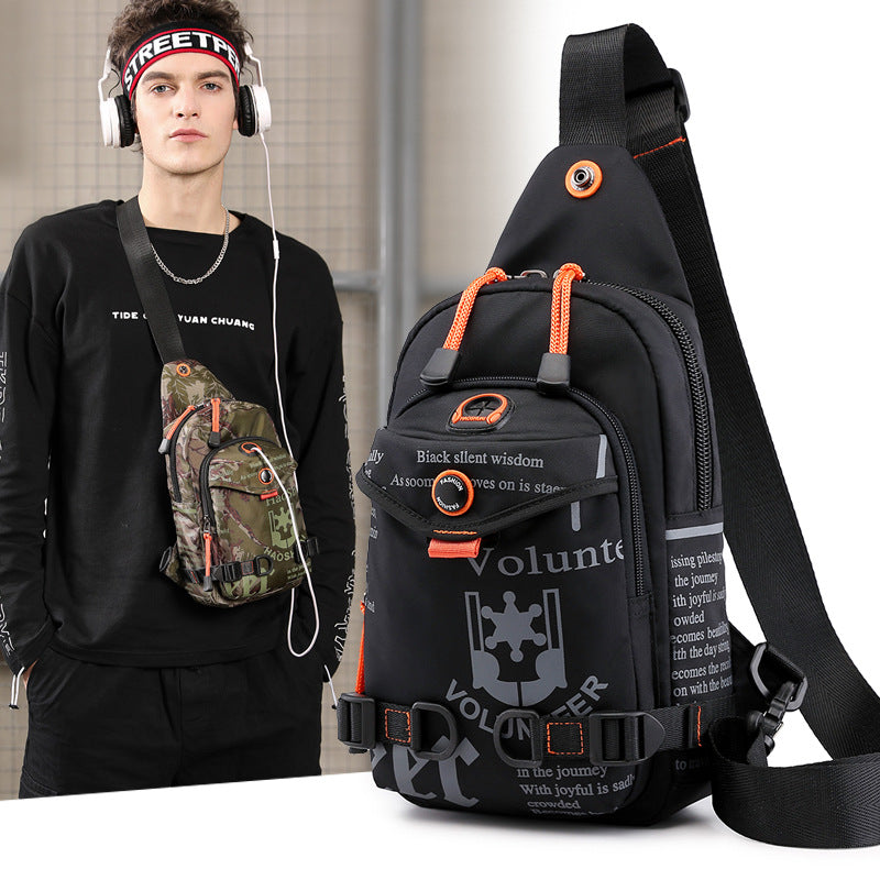 Cross-border exclusive supply, new trendy and versatile men's breast bag, outdoor multi-functional messenger backpack, sports shoulder bag.