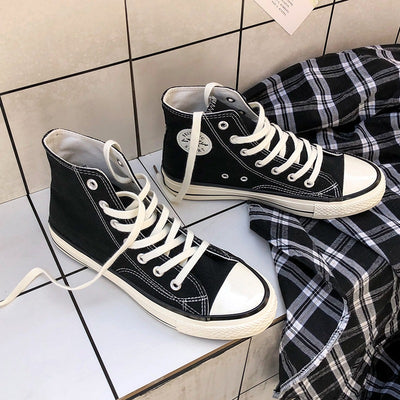 Men's shoes skate shoes korean style canvas shoes men's trendy ins high-top shoes spring and summer men's shoes 1970s cloth shoes casual shoes