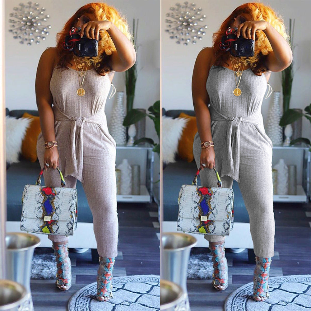 Spot! K8750 hot-selling European and American casual straps, suspenders, slim-fit one-piece nightclub clothes