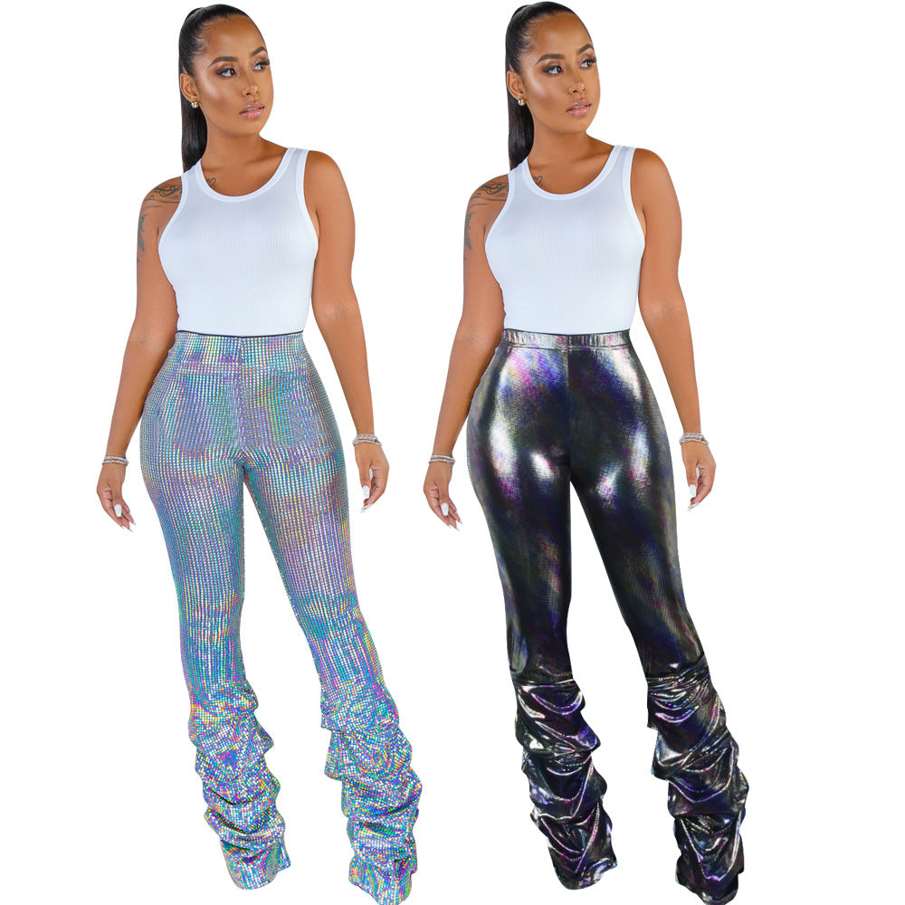 Spot! K8849 European and American sexy, slim fit, pleated pendulum, nightclub pants