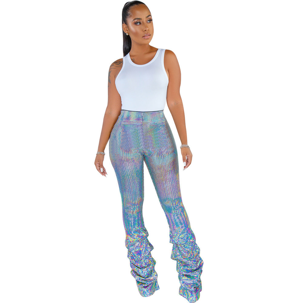 Spot! K8849 European and American sexy, slim fit, pleated pendulum, nightclub pants