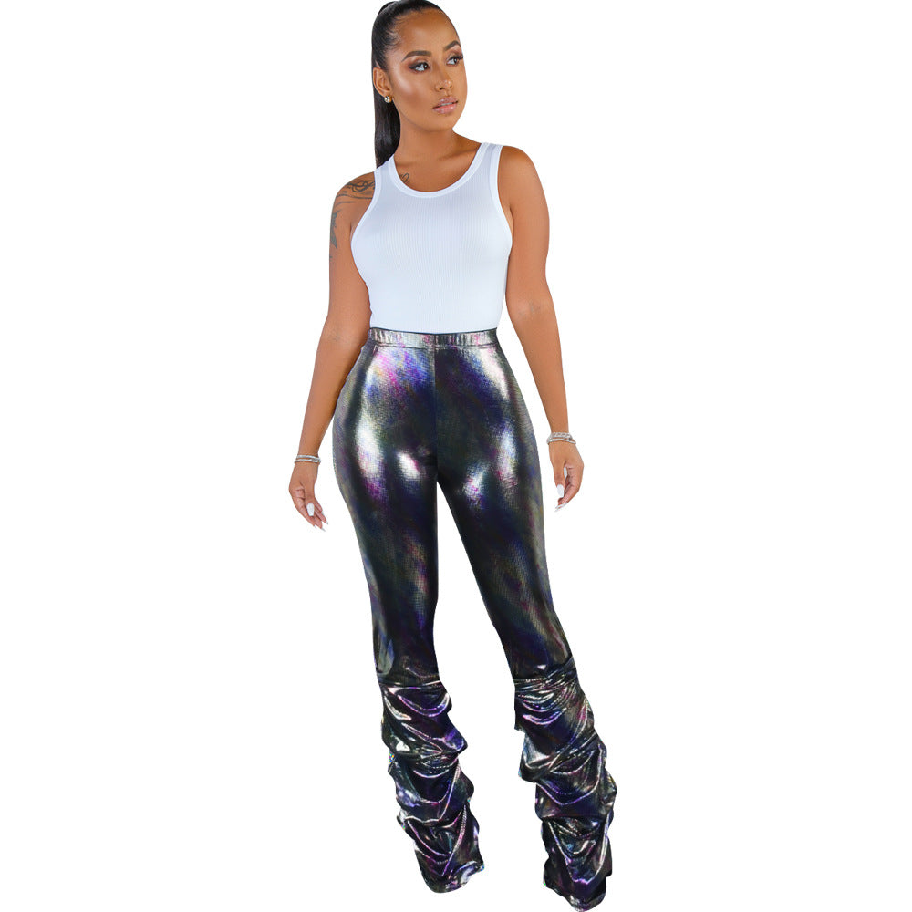 Spot! K8849 European and American sexy, slim fit, pleated pendulum, nightclub pants