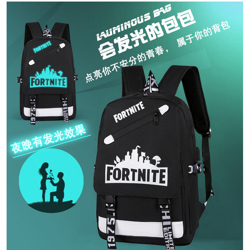 Cross-border luminous backpack, new Korean version of large-capacity USB charging bag, travel outdoor leisure student backpack