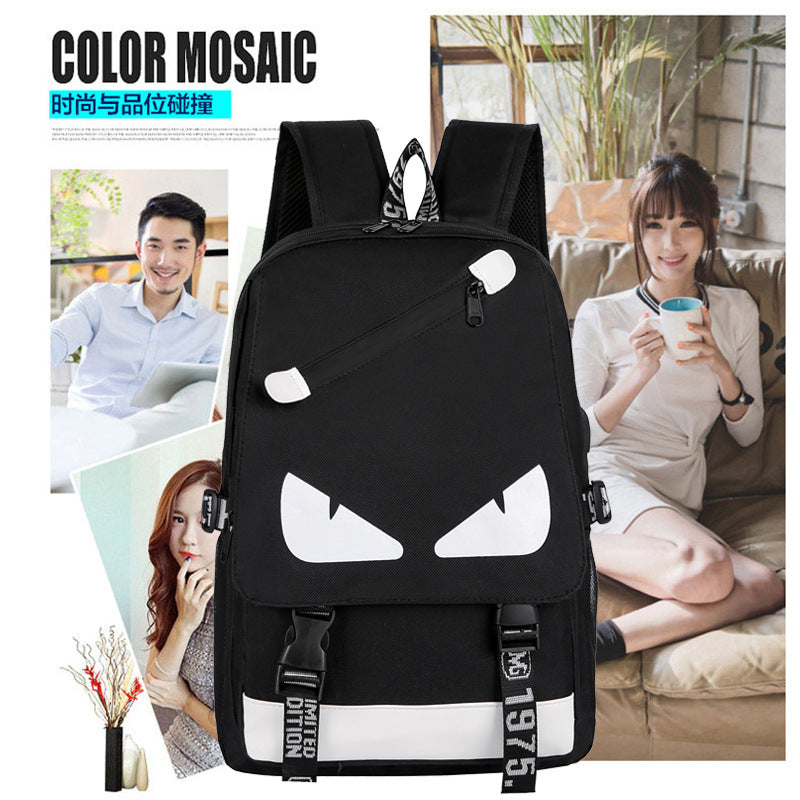 Cross-border luminous backpack, new Korean version of large-capacity USB charging bag, travel outdoor leisure student backpack