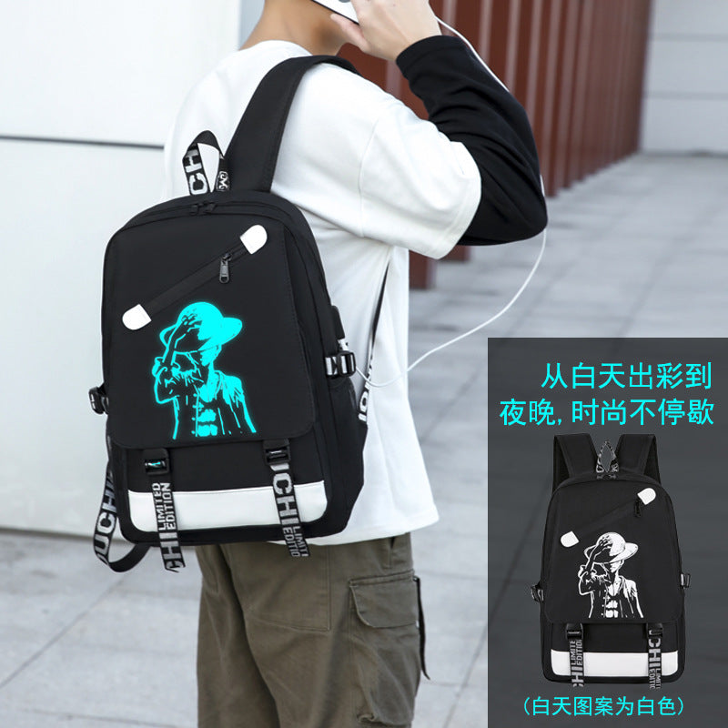 Cross-border luminous backpack, new Korean version of large-capacity USB charging bag, travel outdoor leisure student backpack