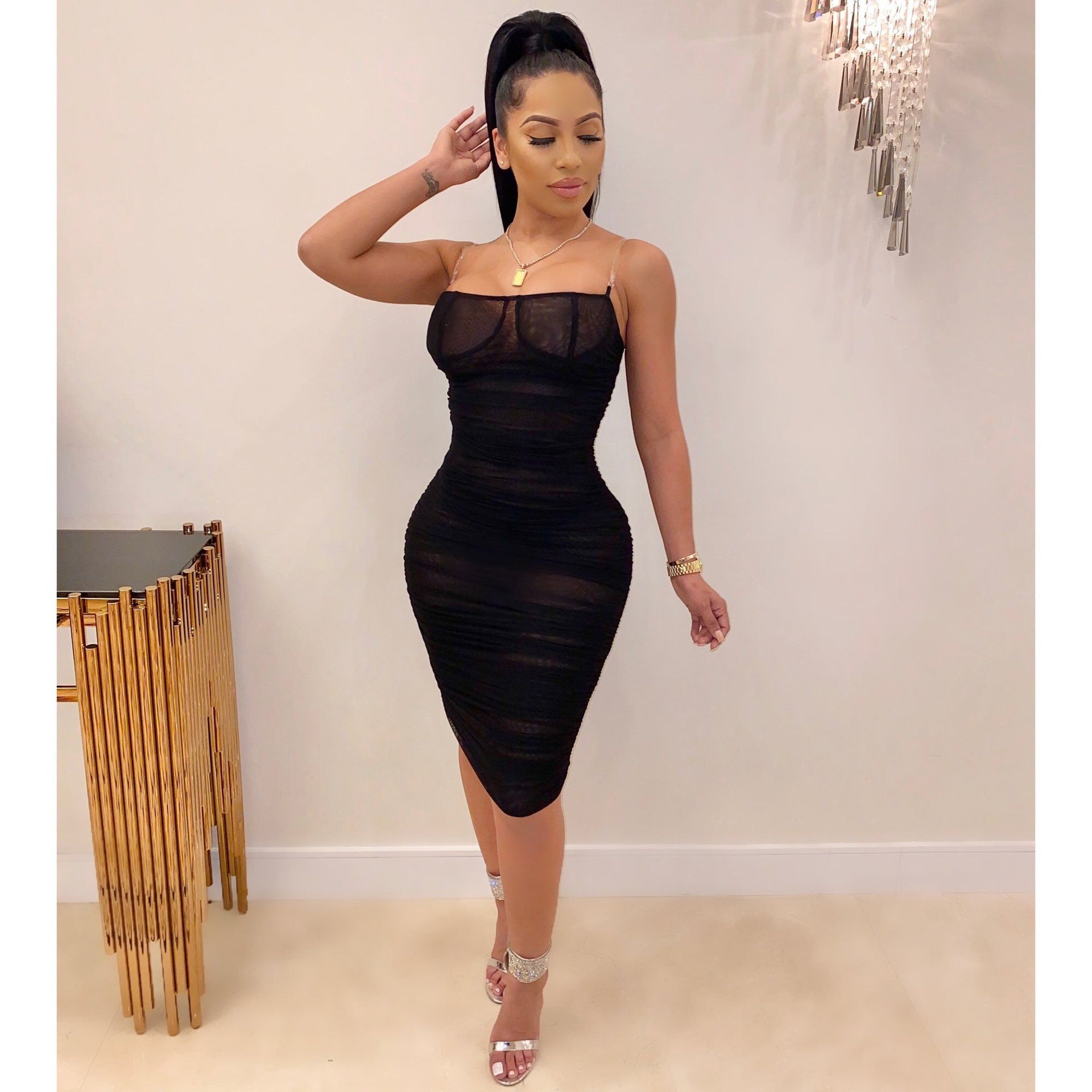 Spot! K8868 sexy, suspender, see-through mesh, dress nightclub clothes