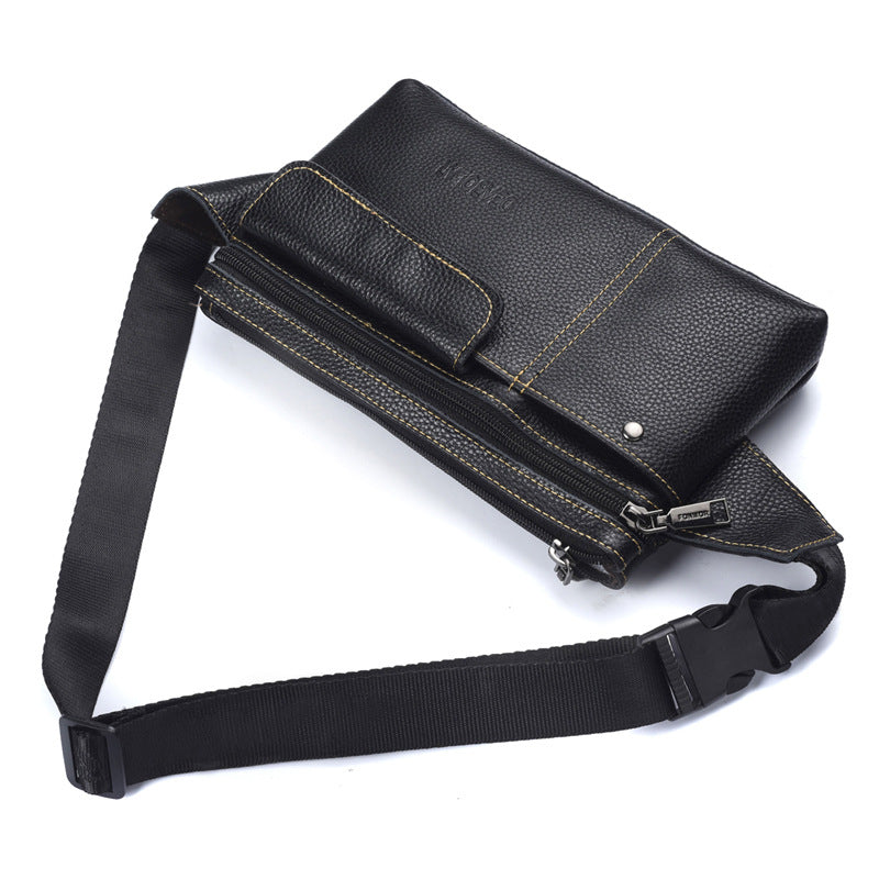 DEABOLAR new men's first-layer cowhide breast bag sports fanny pack multi-function mobile phone messenger bag delivery