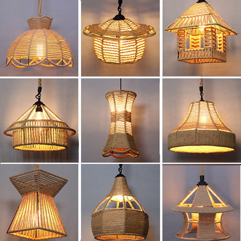 American retro industrial wind hemp rope chandelier nostalgic wine bar counter clothing store hot pot restaurant Internet cafe restaurant wrought iron lamps