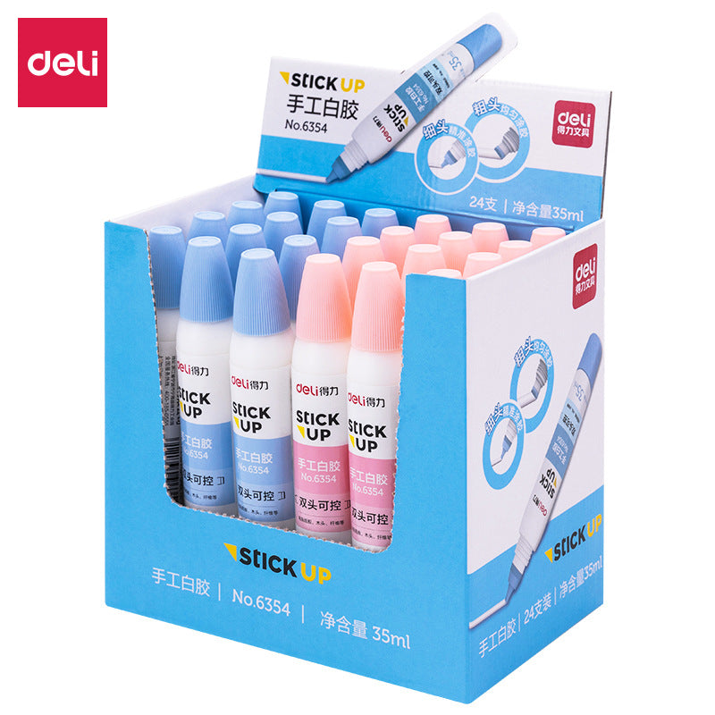 Deli 6354 handmade latex glue, double-head controllable DIY glue 35ml student art liquid glue