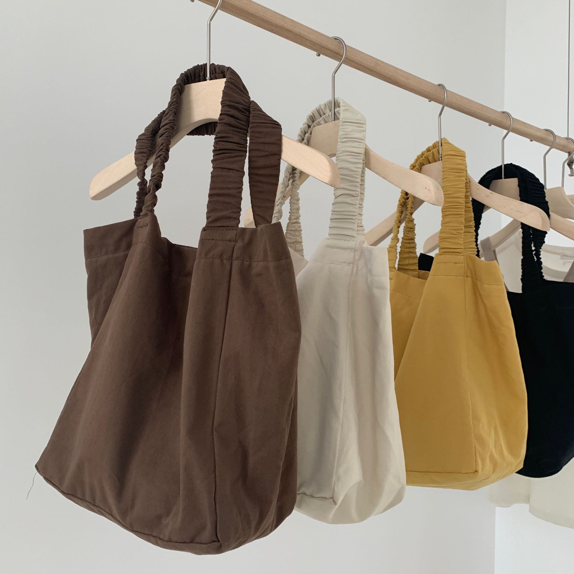 Bags Women's bags New textured shoulder bags Leopard print canvas bags Folded shoulder straps Large solid color capacity handbags