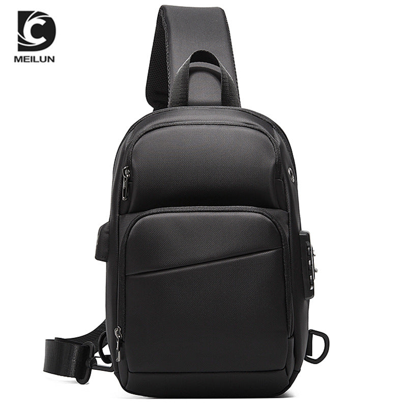 DC trendy cool European and American usb anti-theft men's breast bag colorful reflective luminous bag, men's shoulder bag waterproof messenger bag