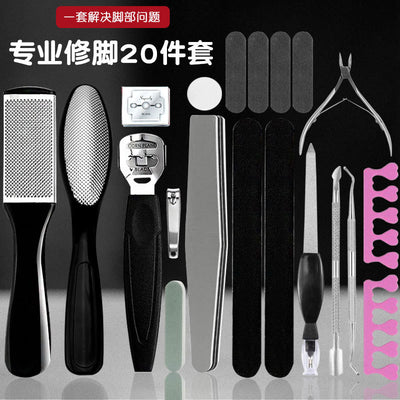Ready-to-ship 20-piece foot care set: includes foot files, pumice stones, and callus removers for dead skin and hard skin removal