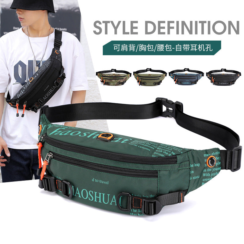Cross-border special for new outdoor men's fanny packs, street trend breast bags, messenger bags, sports running close-fitting fanny packs