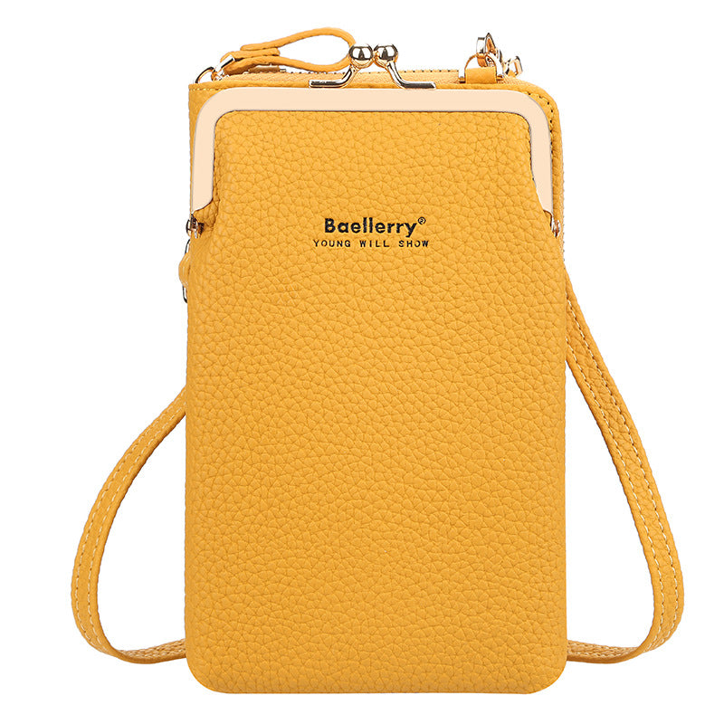 Baellerry messenger bag women's vertical versatile shoulder bag fashion lychee pattern mobile phone bag Korean version wallet women