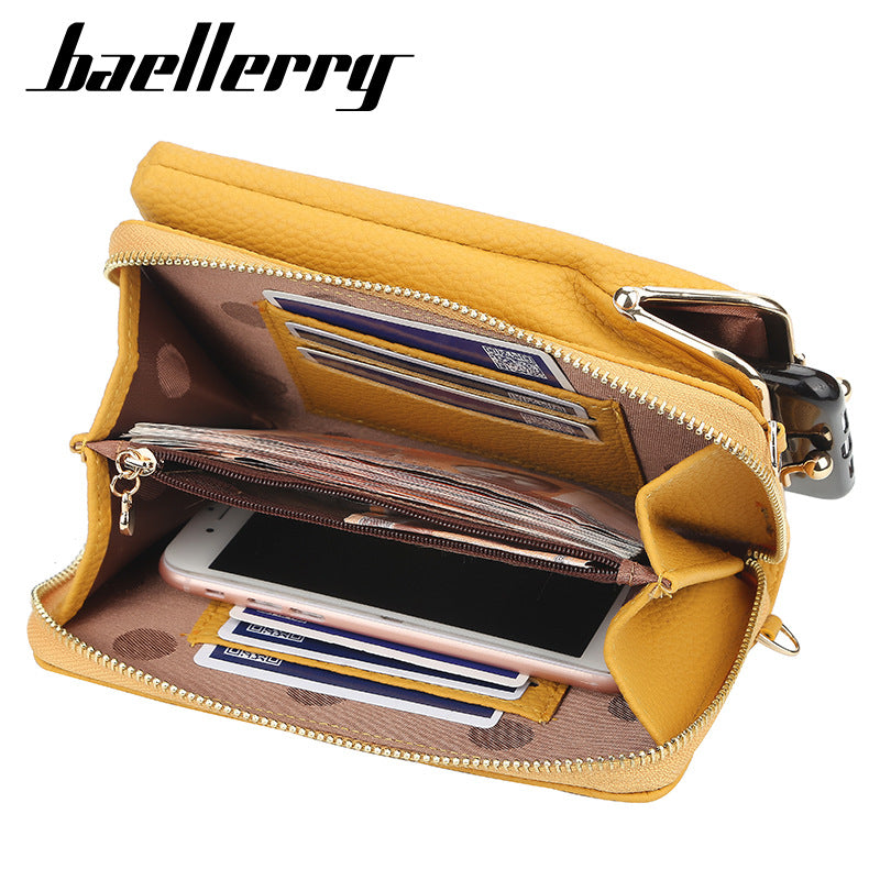 Baellerry messenger bag women's vertical versatile shoulder bag fashion lychee pattern mobile phone bag Korean version wallet women