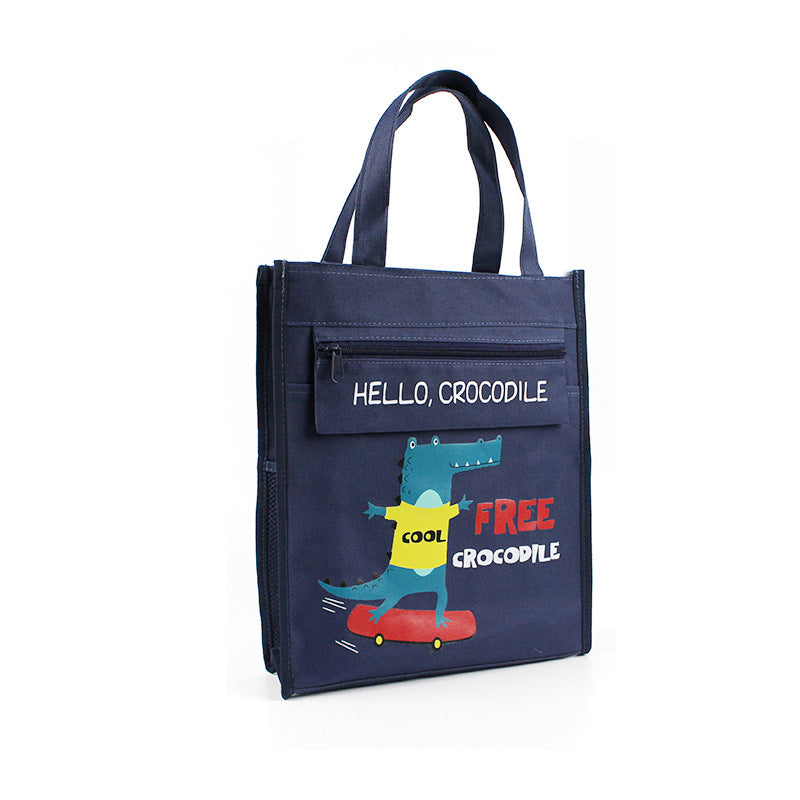 Student tutoring bag animation cartoon large capacity pencil bag primary school student tote bag canvas nylon multi-functional tutoring bag