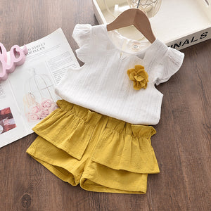 Amazon bestseller: korean style summer outfit for girls - baby girl round neck sleeveless tank top and shorts two-piece trendy set