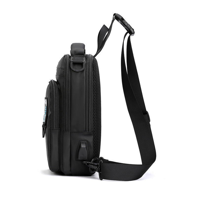 Cross-border special for new men's multi-functional breast bag casual shoulder messenger bag USB charging chest bag anti-theft backpack