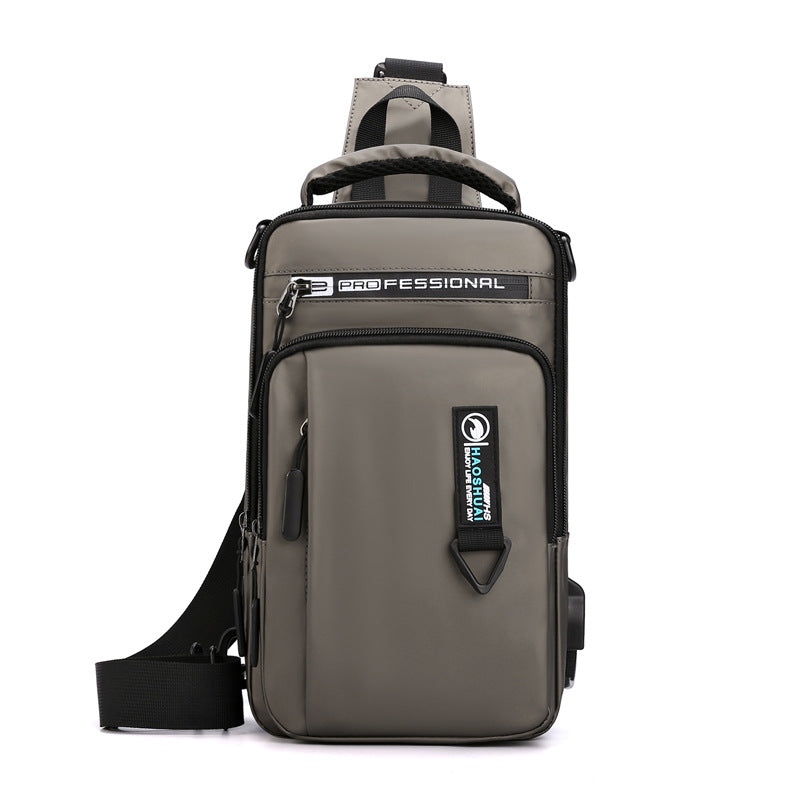 Cross-border special for new men's multi-functional breast bag casual shoulder messenger bag USB charging chest bag anti-theft backpack