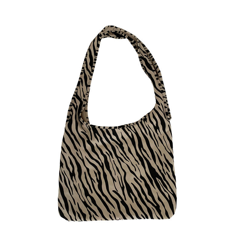 Bag women's bag new Korean version crossbody shoulder bag canvas bag animal texture diagonal span large capacity shopping bag bags