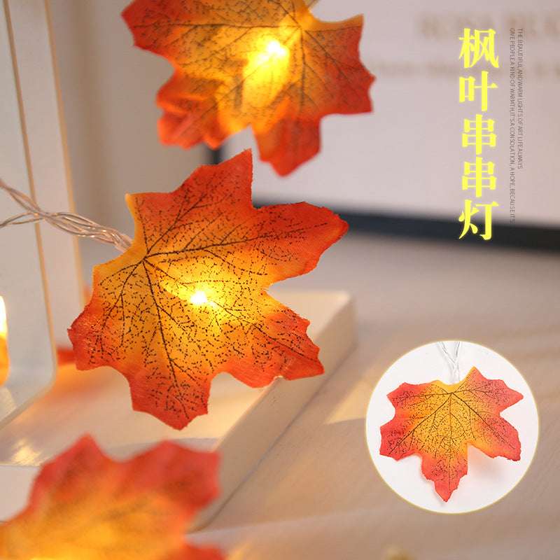 Manufacturer wholesale LED simulation maple leaf light string Halloween Thanksgiving Christmas room courtyard decoration lanterns lighting