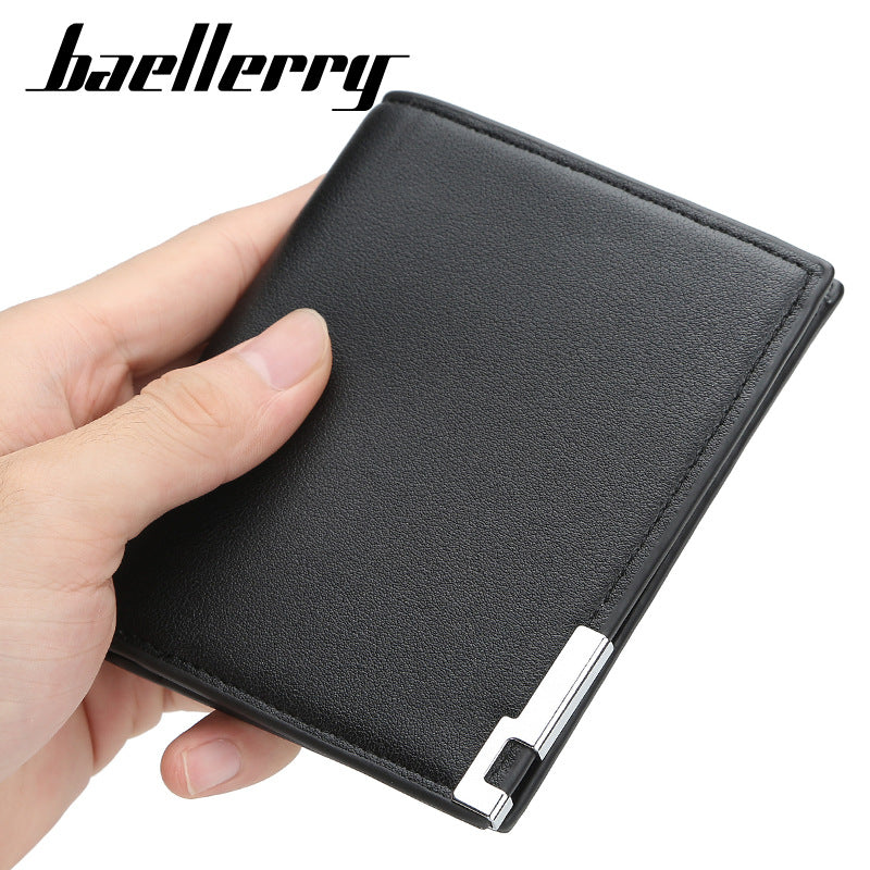 Baellerry Men's Wallet Short Wallet Thin Iron Edge Korean Edition Fashion Youth Horizontal Trend Card Bag Men