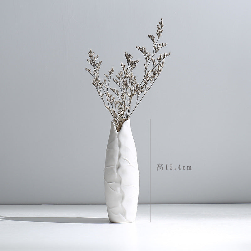 陶瓷茶几花瓶素烧干花插器桌面装饰家居摆件手工三件套荷叶china
