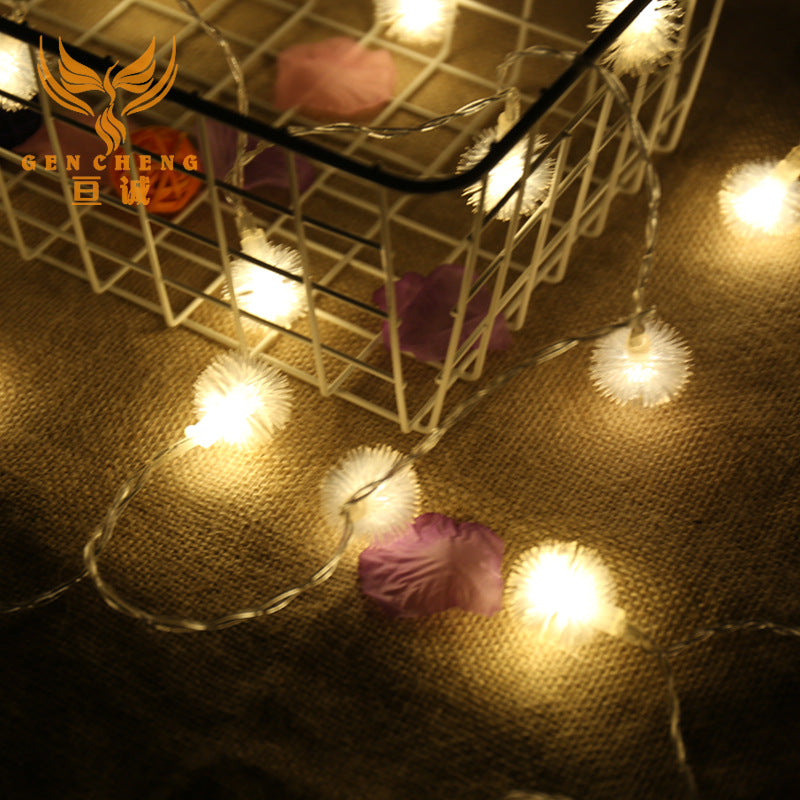 Wholesale led hairball light string Christmas ins decoration bedroom small lights dandelion string lights flashing lights all over the sky