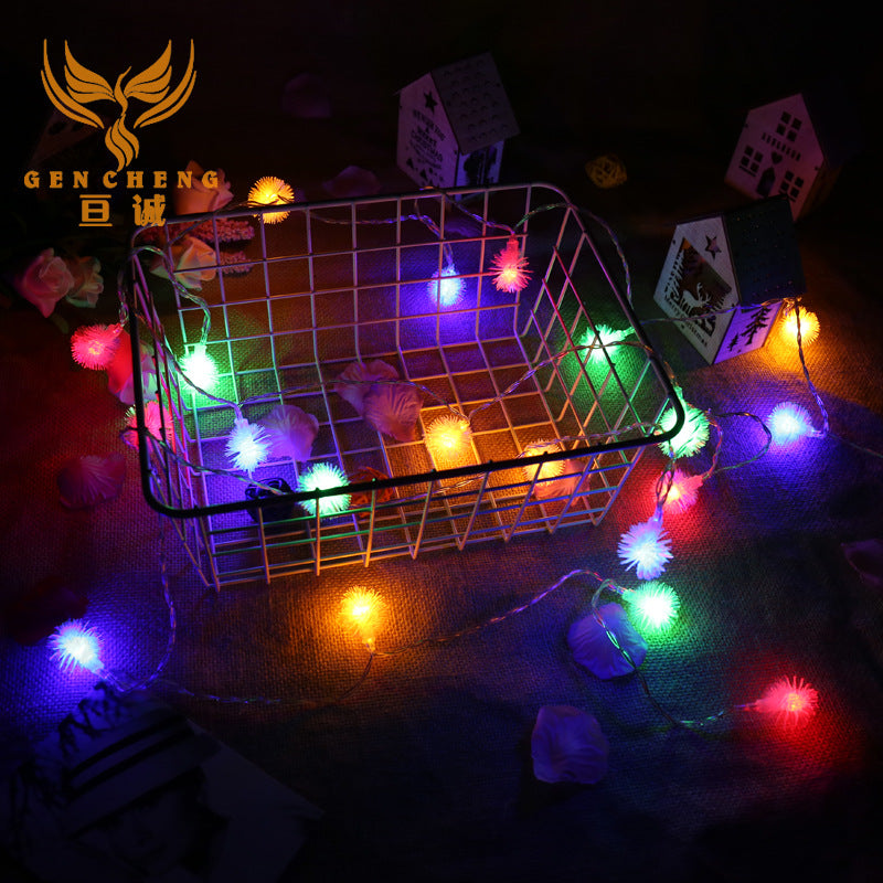 Wholesale led hairball light string Christmas ins decoration bedroom small lights dandelion string lights flashing lights all over the sky