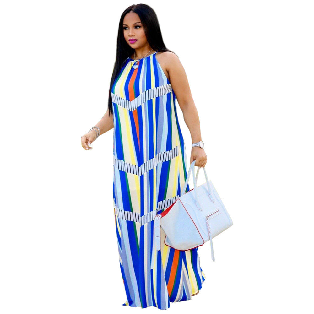 Spot! T3005 European and American  women's clothing striped suspender dress long dress eBay