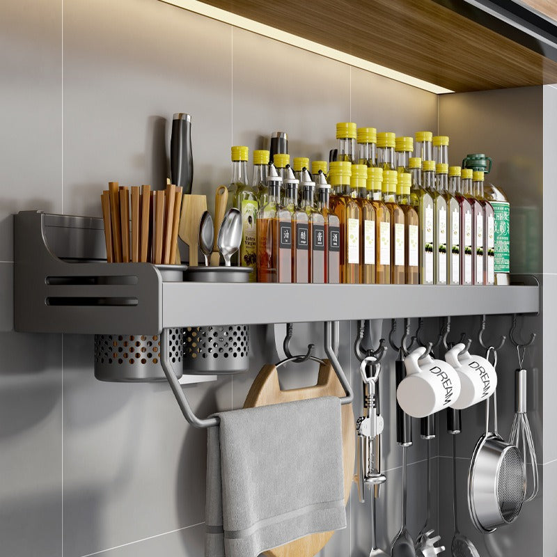 No punching kitchen rack multi-functional space aluminum household wall-mounted chopsticks knife holder supplies Daquan storage rack