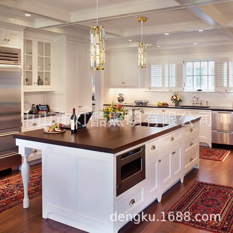 2023 new  light luxury crystal restaurant light American industrial wind plug-in chandelier bar three-head long iron