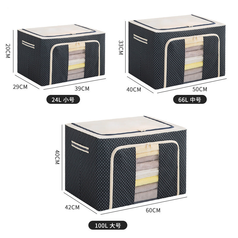 Quilt clothes storage box Oxford cloth waterproof steel frame transparent folding Baina box wardrobe car quilt storage box