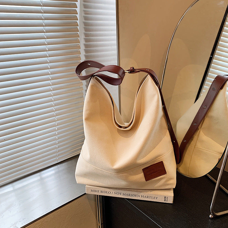 Foreign trade leisure large-capacity canvas bag women's 2025 new versatile shoulder messenger bag college student tote bag