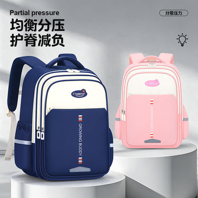 , stylish british-style elementary school backpack for grades 1-6, designed for both girls and boys. features a load-reducing, spine-protecting design, perfect as a kids' backpack