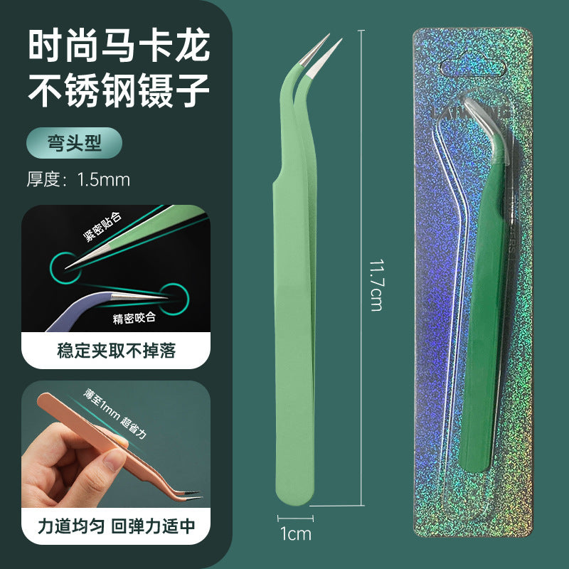 Spray painting Color hemming Tweezers False eyelashes Grafting Tweezers Elbow Sharpening Precision Nail Art Tweezers