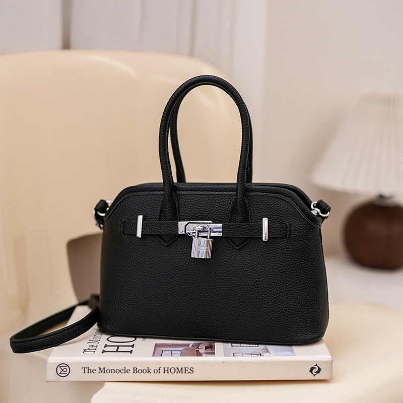 Cross-border retro handbag women's soft leather Kelly bag 2025 new high-end messenger bag versatile shoulder shell bag