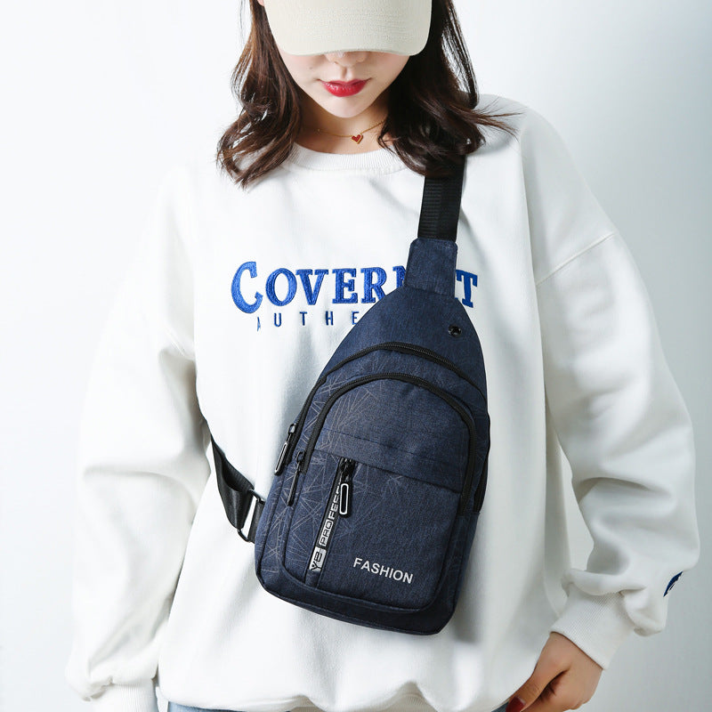 Cross-border breast bag men's factory direct sales casual Korean version trendy Oxford cloth sports small bag shoulder messenger bag fashion backpack