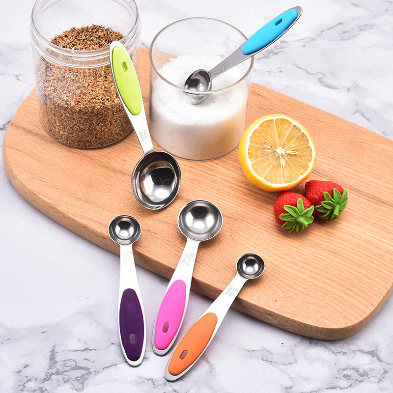 10-Piece set of baking tools, silicone insulation, stainless steel measuring cup, measuring spoon, 5-piece set, cake raw material measuring spoon, measuring spoon