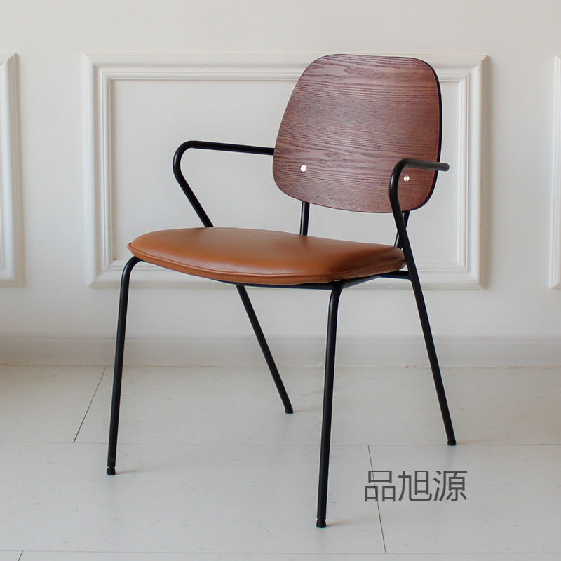 American loft restaurant retro leather dining chair cafe industrial style wrought iron chair designer casual back chair