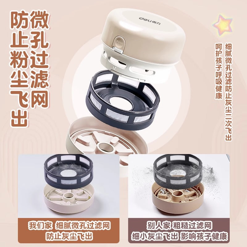 Deli desktop cleaner, suction eraser, crumb vacuum cleaner, students use mini children's large suction to charge and absorb ash.