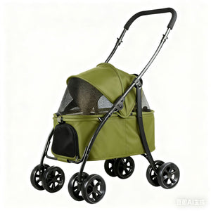 Lightweight foldable pet stroller cat dog four-wheel shock absorption stroller pet outdoor stroller teddy stroller wholesale