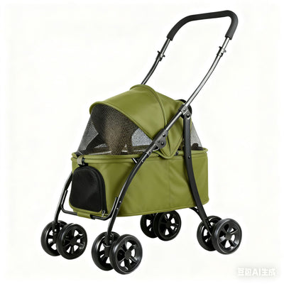 Lightweight foldable pet stroller cat dog four-wheel shock absorption stroller pet outdoor stroller teddy stroller wholesale