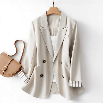european and american export women's suit - premium striped sleeve versatile casual minimalist blazer