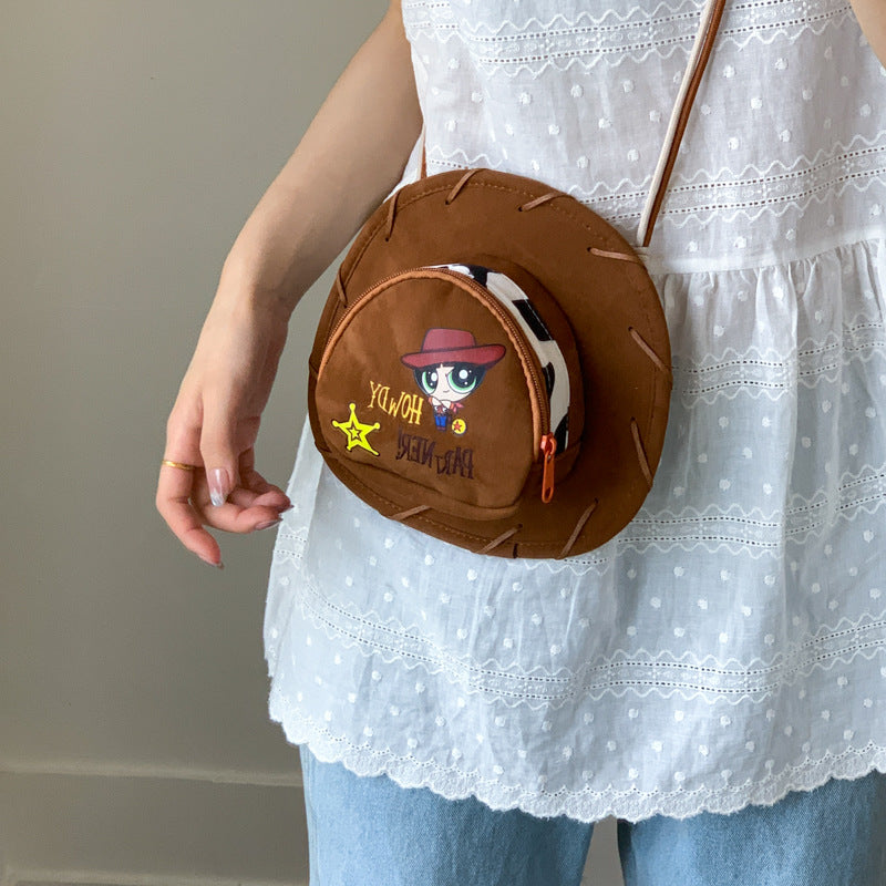 Cute ins wind 2025 summer new cowboy hat messenger bag cartoon modeling fun personality shoulder mobile phone bag