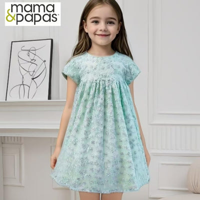 Original overstock mp spring/summer new girls' dress - baby mesh princess embroidered floral tutu dress with ditsy print