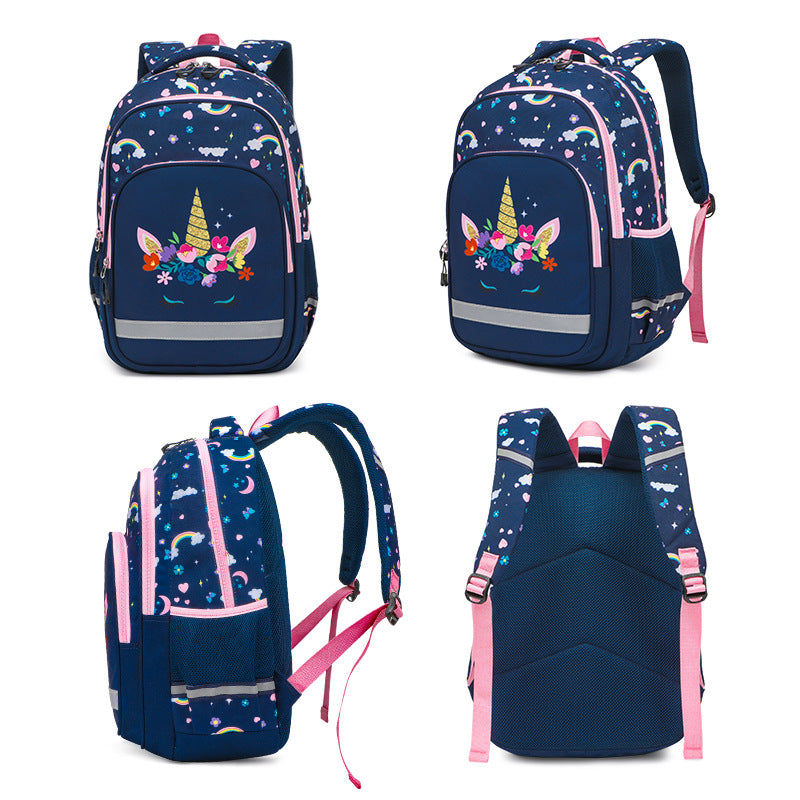 new primary school students print children's backpack schoolbag burden three-piece schoolbag wholesale