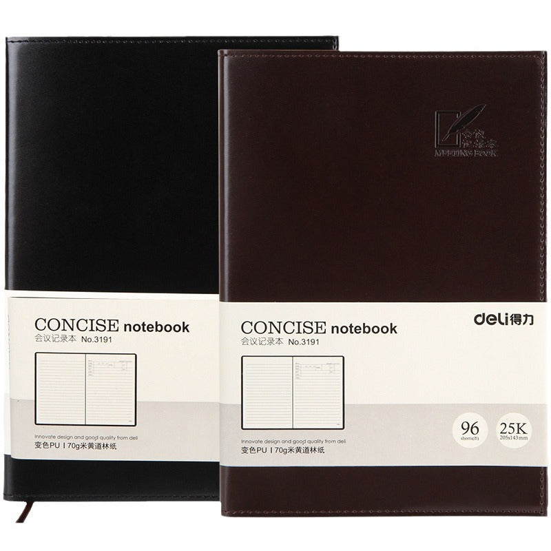 Deli 3191 mid-range meeting record book 96 business office soft pu leather notebook